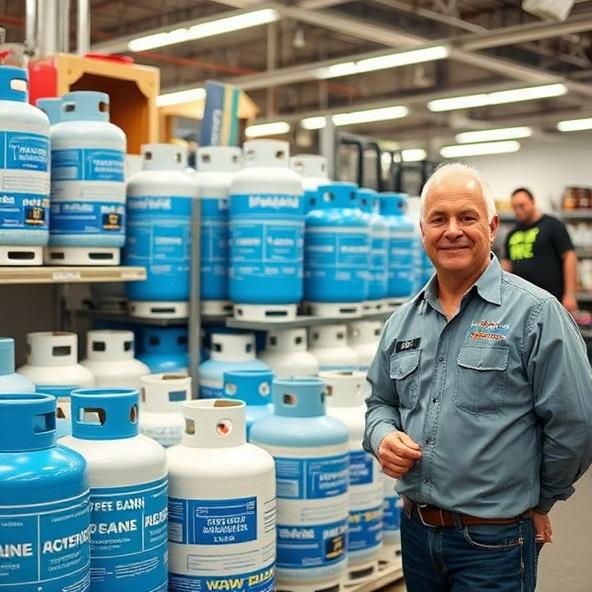 Partner with propane tanks